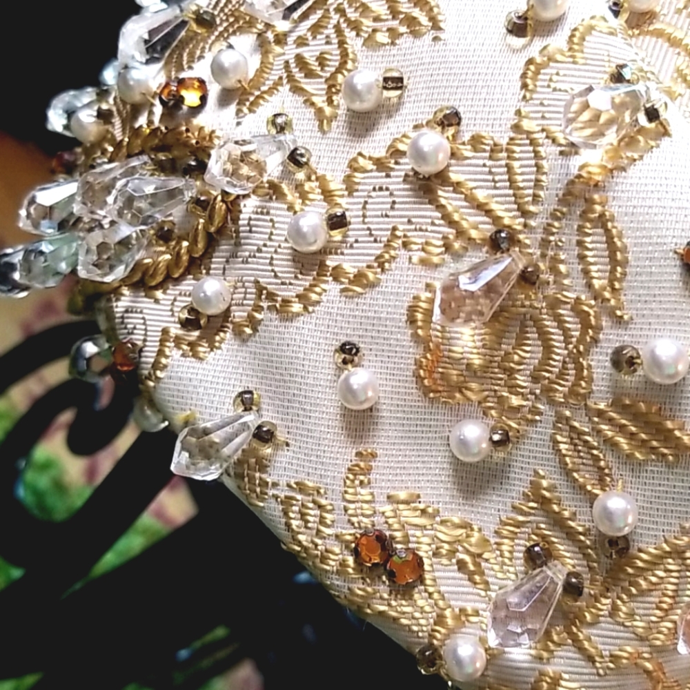 60's CHRISTIAN DIOR Vtg  Chapeaux Paris NY Beaded Ornate Wedding Hat Pristine EV - Picture 15 of 16